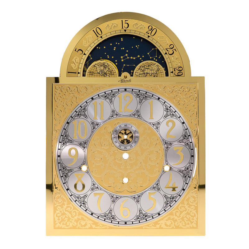 Hermle 1161-853 moon-phase grandfather clock dial, Hermle-logo option