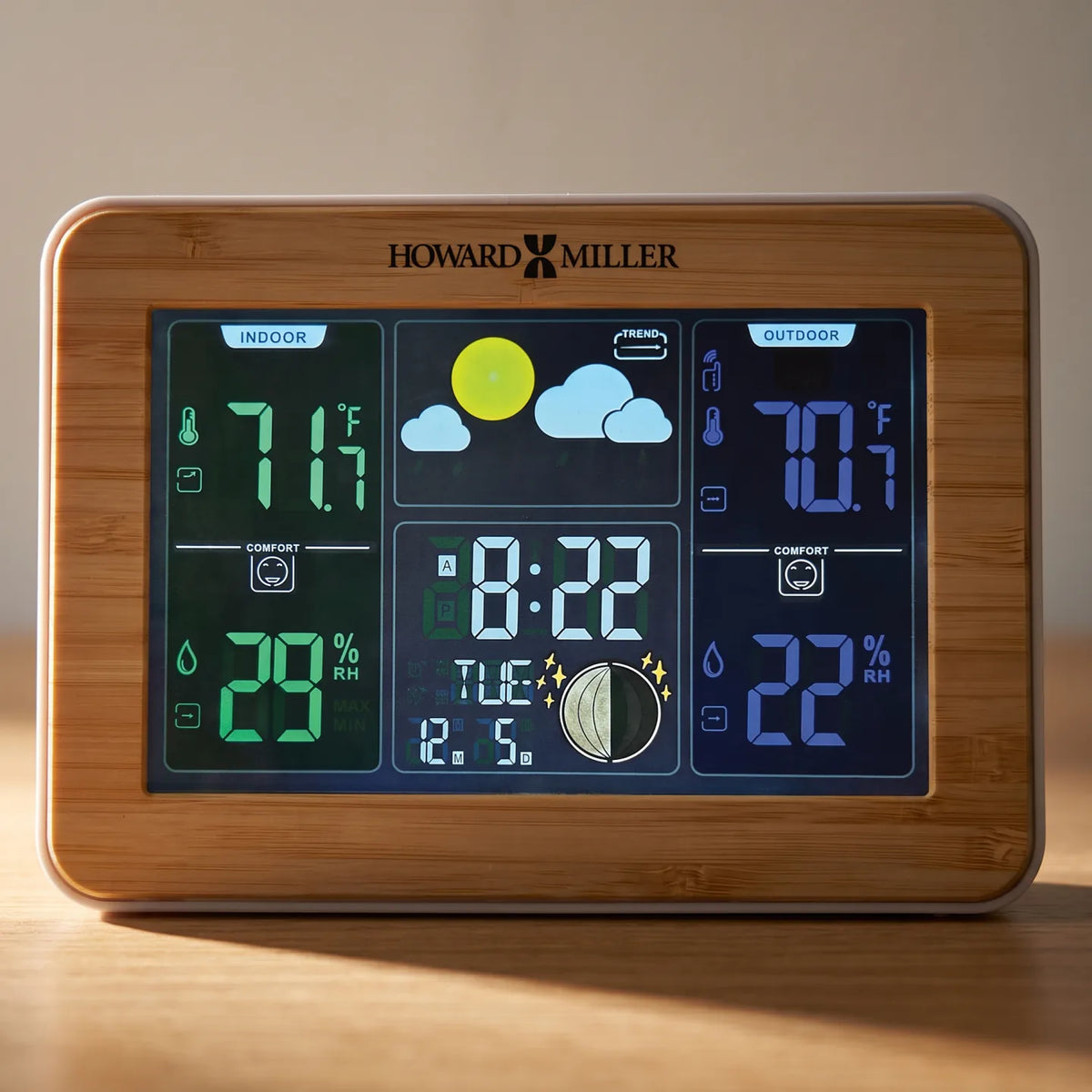 Howard Miller Bamboo Weather Station Alarm Clock 645846 - manufacturer view 3