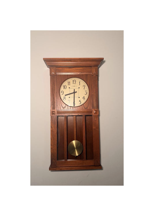 Howard Miller Ashbee II Wall Clock | Mission Oak Pendulum, Dual Chime