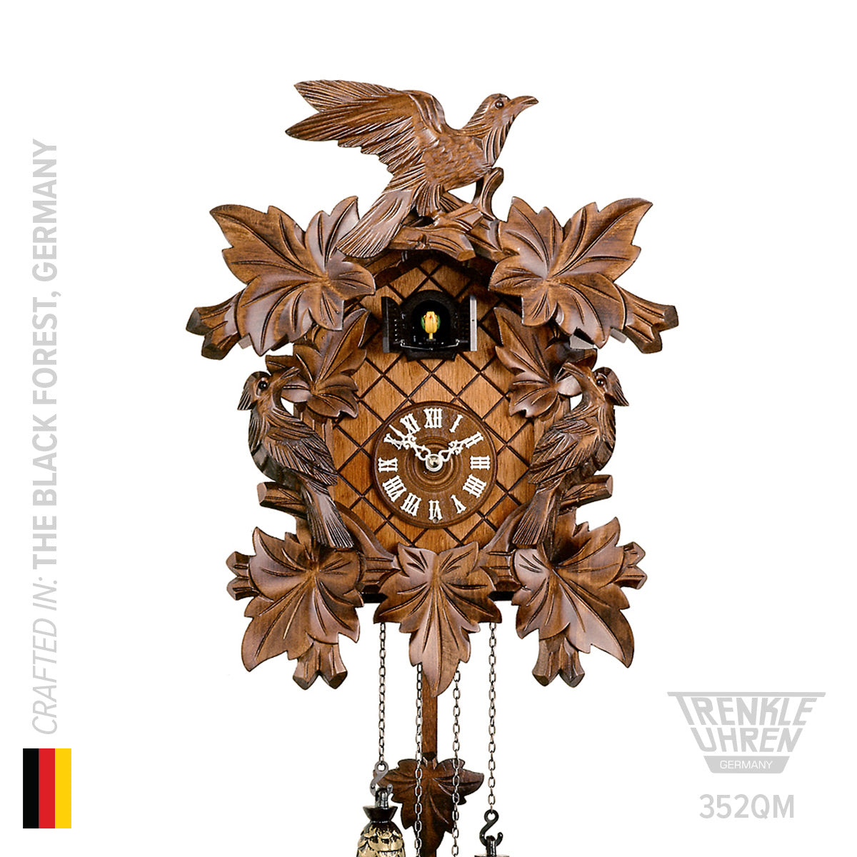 Trenkle 352QM Carved Three-Bird Musical Cuckoo Clock