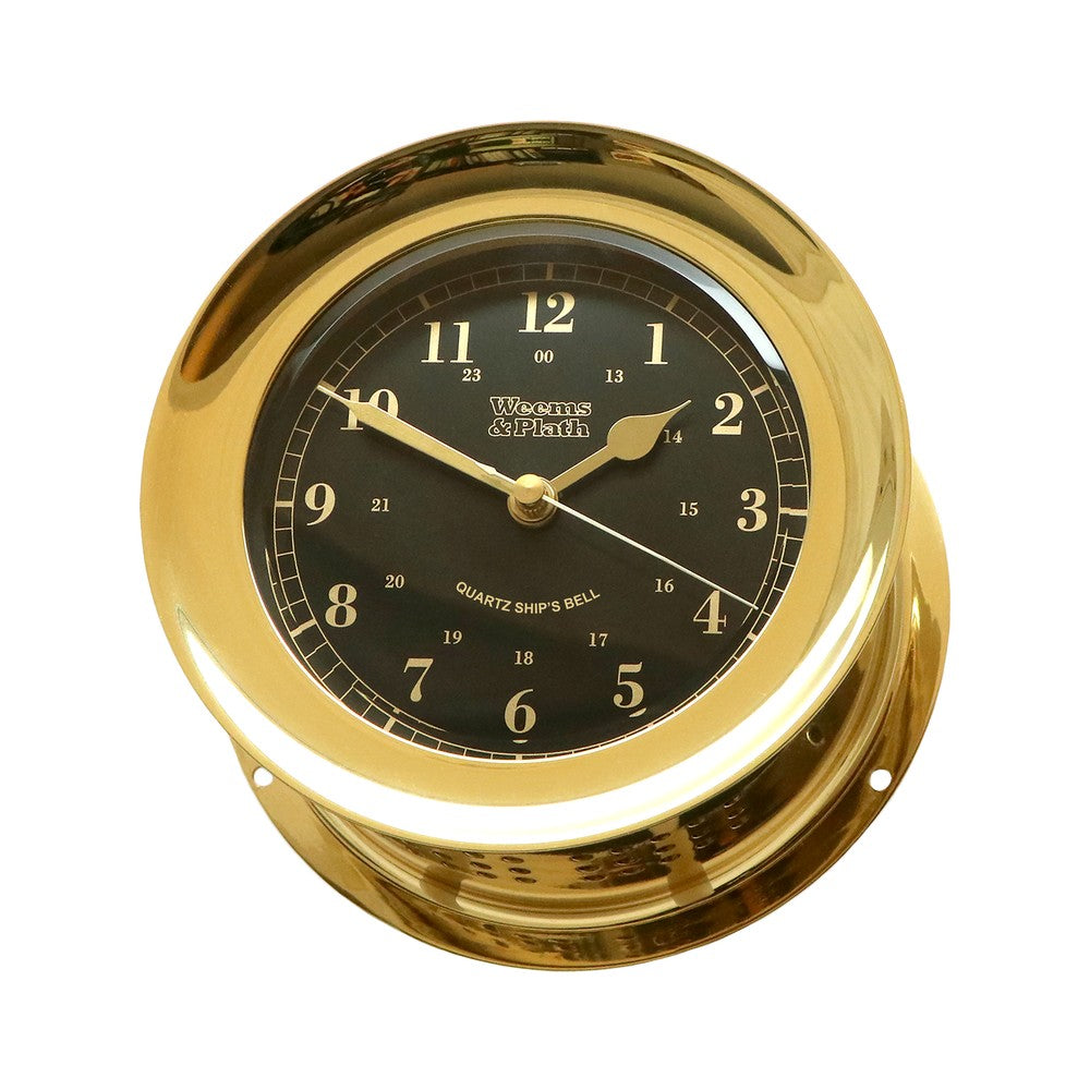 Weems & Plath Atlantis Premiere Quartz Ship's Bell Clock, Black Dial