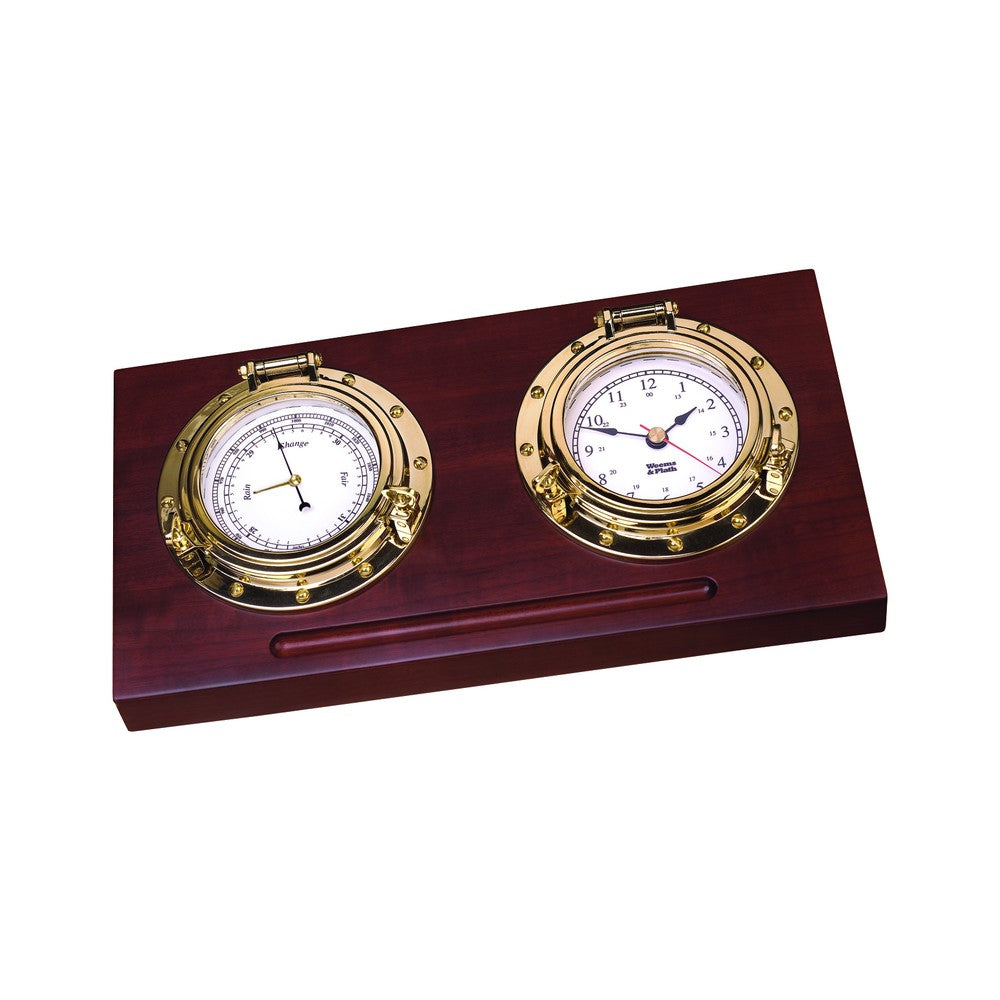 Weems & Plath Porthole Desk Clock & Barometer Set