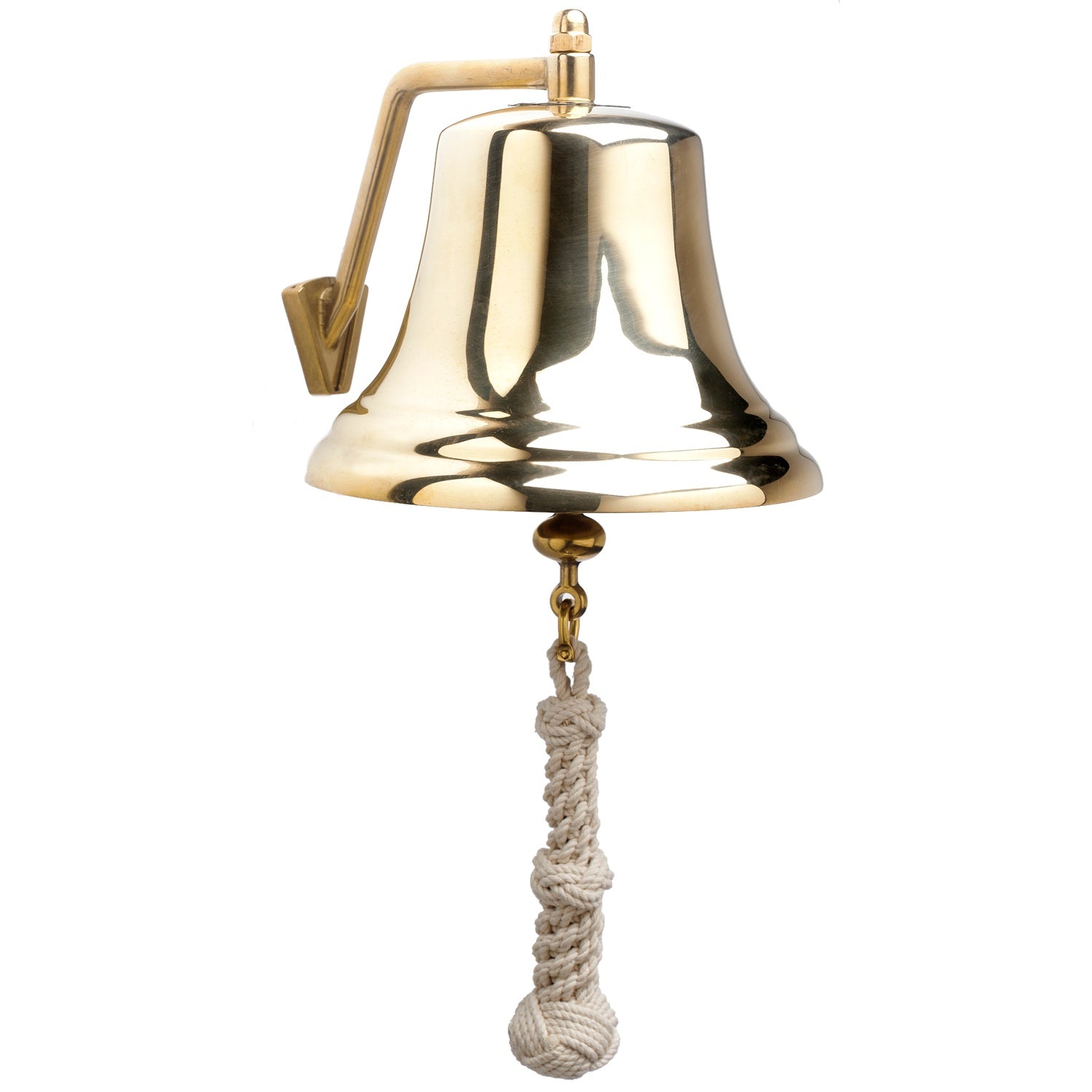 Weems & Plath 8-Inch Brass Bell with White Monkey’s-Fist Lanyard