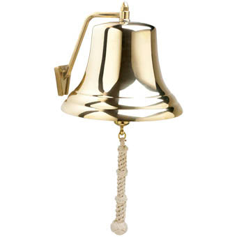 Weems & Plath 12-Inch Brass Bell with White Monkey’s-Fist Lanyard