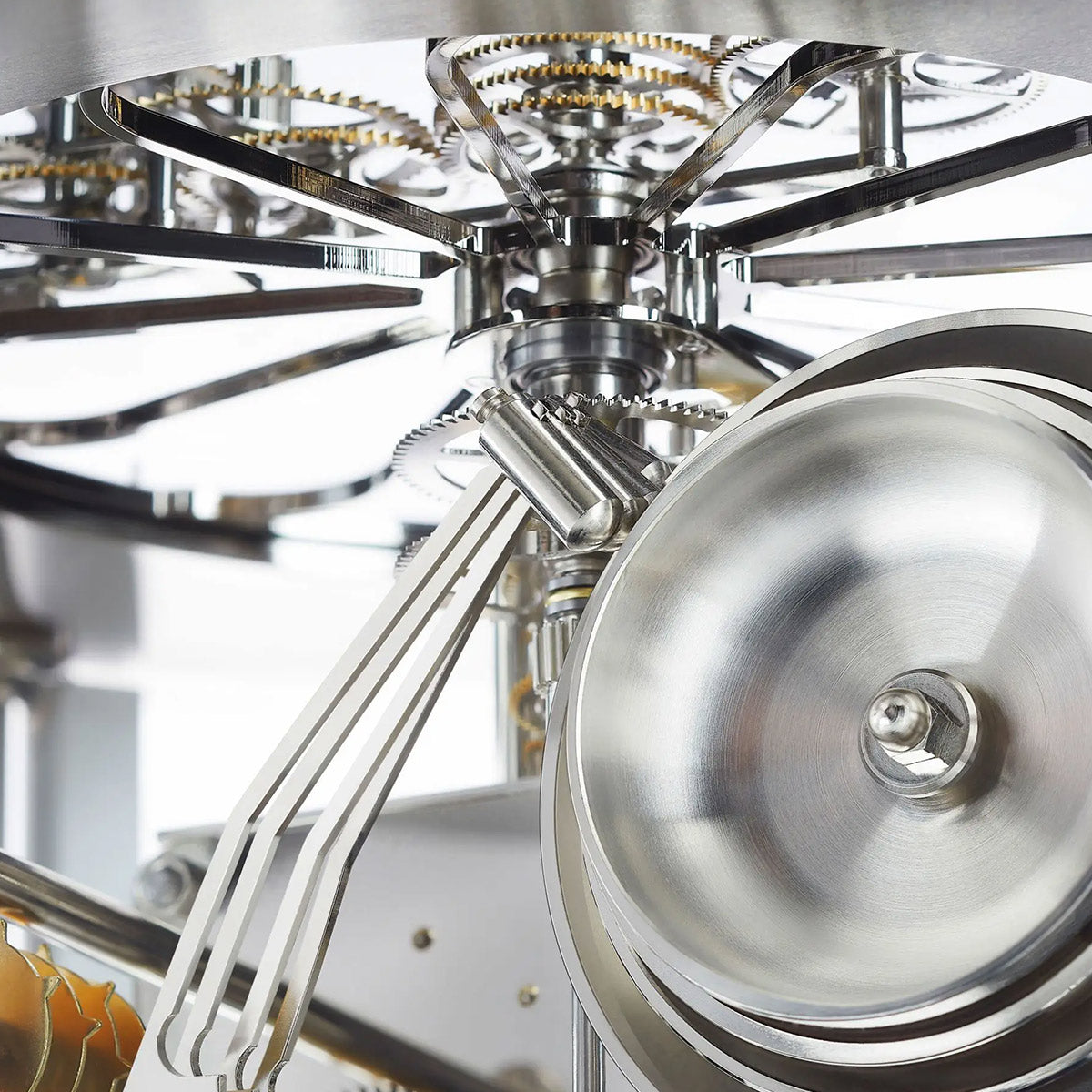 Close-up of the Hermle Tellurium Tourbillon - Nickel mechanical movement