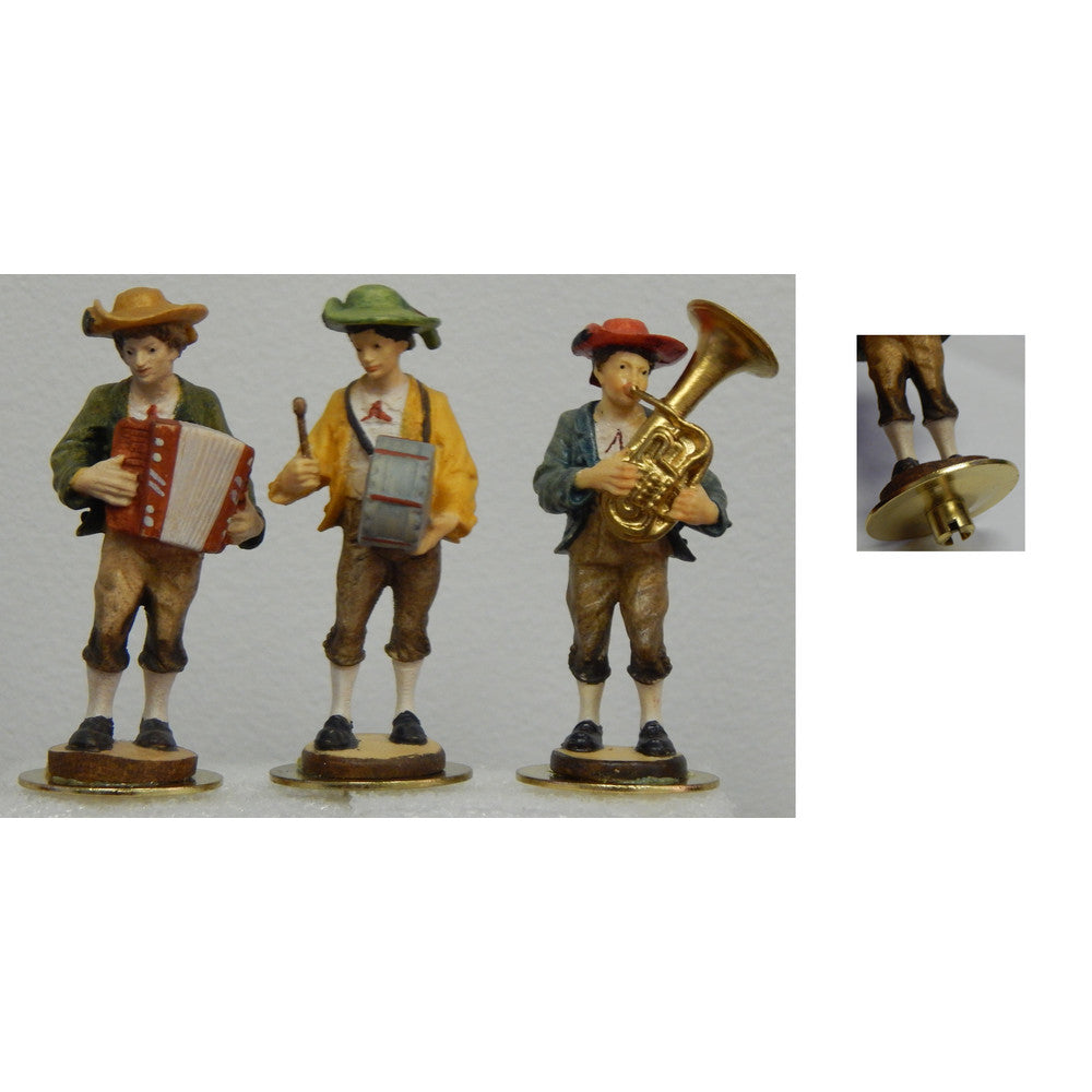 Band Musicians Figurines wood set - hand painted - Size 60 mm Height of Musician - mounted on base – part AFIG/MUSC8680T