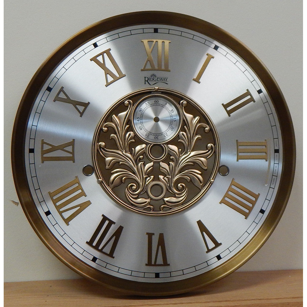 Dial-Round Shape- for Hermle 1161-853 Movt.- 12in diameter - Antique brass/Silver time track - Roman numerals – part D026