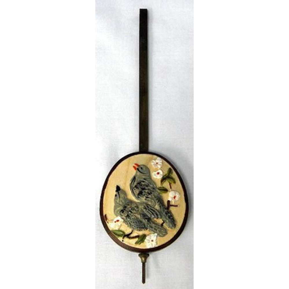Pendulum For 8 day movement - used on clock 8664zeni - Oval with two painted birds – part AP/8664ZENI