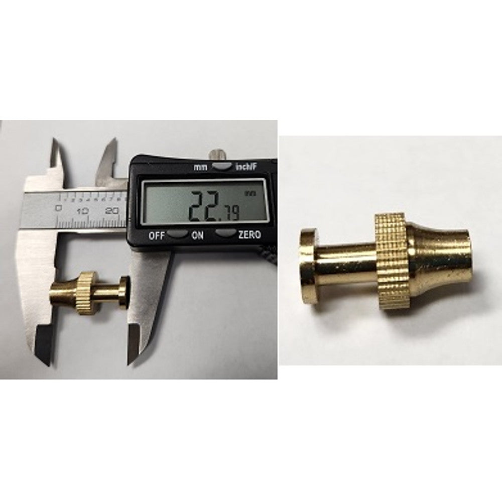 Pendulum Rating nut for Lyre pendulum rod 3.5mm diam. Larger nut meas: 22.7mm w/ 13mm knurl circumference – part HPN3.5
