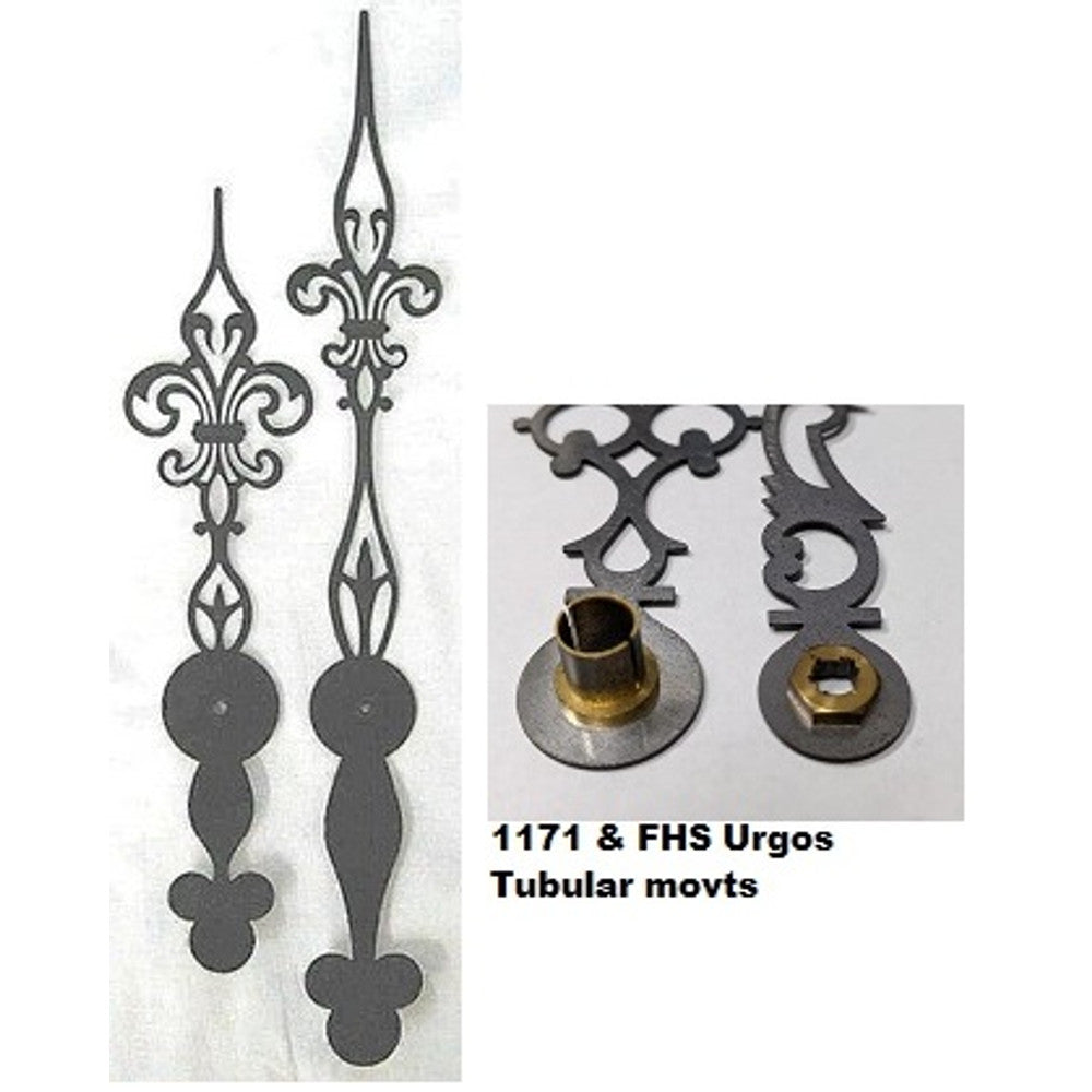 9in Minute hand length (overall length is 13 1/4in) - Fancy Style hands - Mechanical - For Hermle 1171 Movements - no synchr…