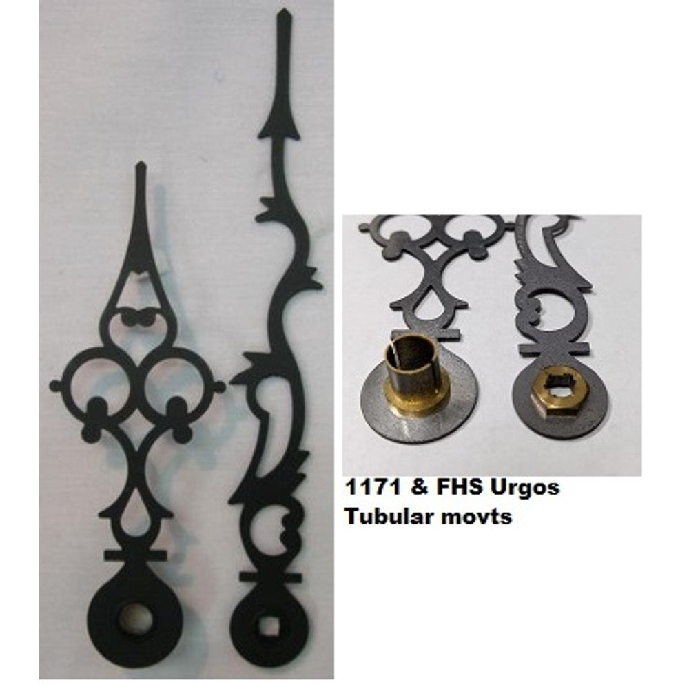 5 1/4in Minute hand length - Serpentine Style hands - Mechanical - For Hermle 1171 & FHS Urgos tubular units – part HH10.5F