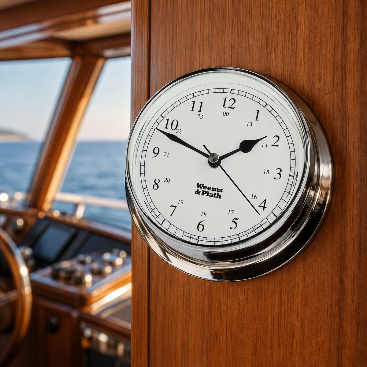 Weems & Plath Chrome Endurance 085 Quartz Clock — lifestyle view