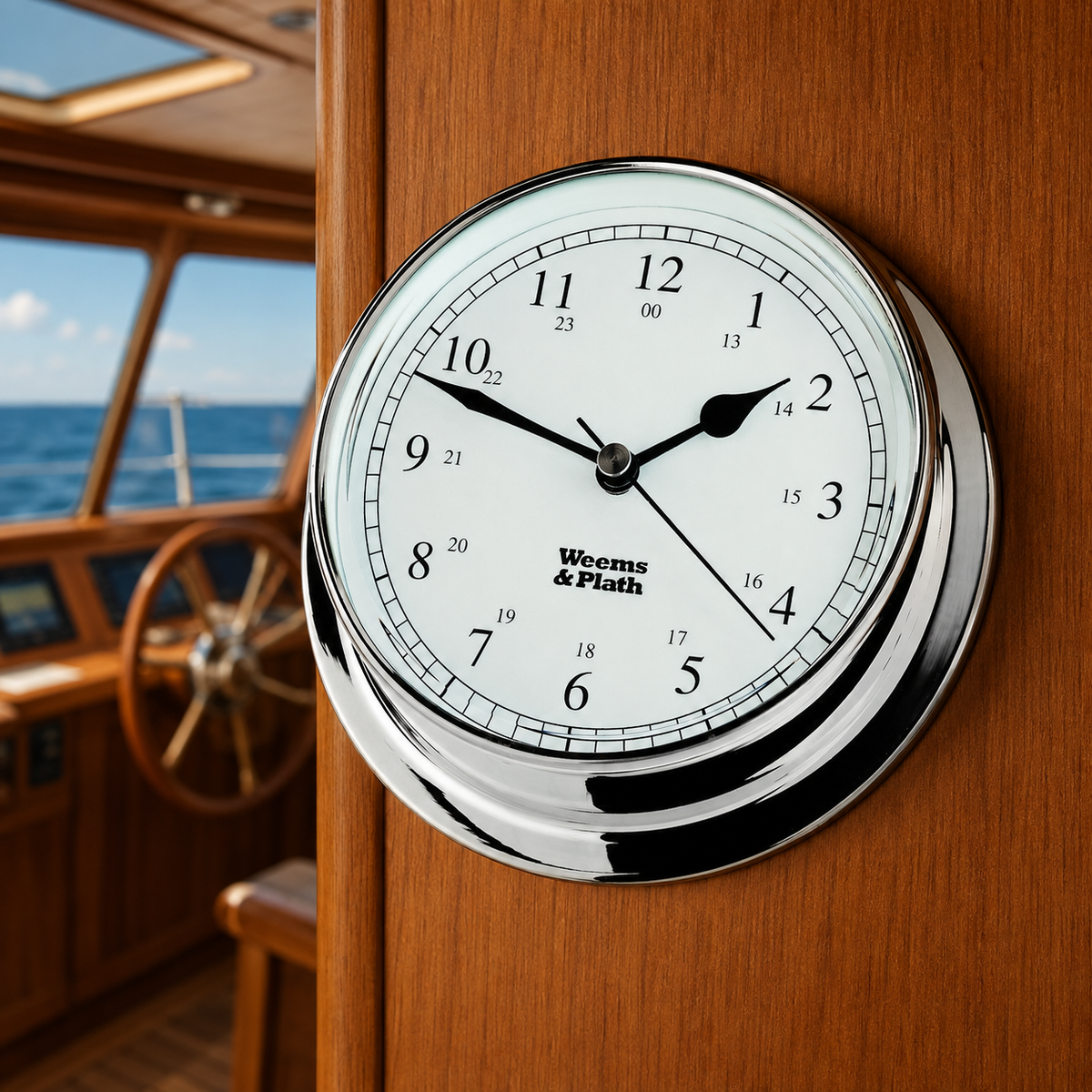 Weems & Plath Chrome Endurance 125 Quartz Clock — lifestyle view